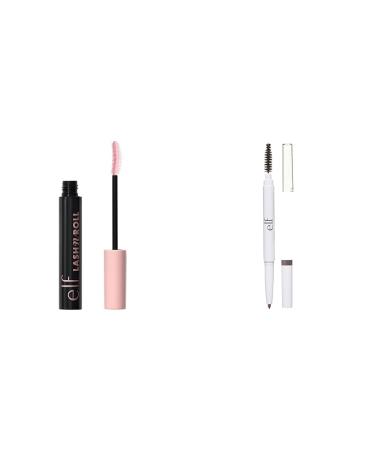 e.l.f. Lash 'N Roll Mascara Curling Mascara For Visibly Lifted Lashes & Instant Lift Brow Pencil Dual-Ended Precision Eyebrow Pencil For Defining & Shaping Brows Neutral Brown