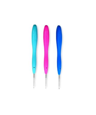 Colortrak Hair Highlighting Needles, Precision Metal Needles with Soft Contour Gel Handles, Reduces Hand Fatigue, Sizes: 1.0 Teal, 1.25 Fuchsia, 1.5 Blue, Multi (3 Count)