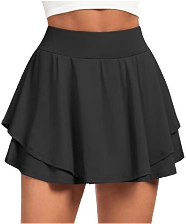 IUGA Tennis Skirts for Women with Pockets Shorts Athletic Golf Skorts Skirts for Women High Waisted Running Workout Skorts Black Medium