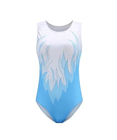 Gymnastics Leotards for Women Sleeveless Shiny Diamond Ballet Leotards for Adults Tank Leotard Dancewear Blue Small