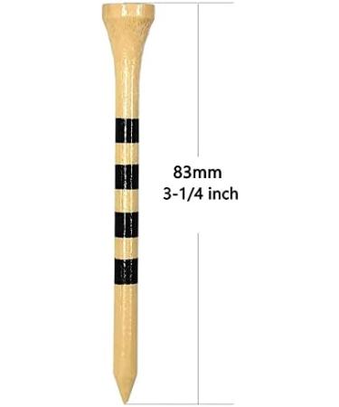 Zivisk Bamboo Golf Tees 100 Count - Strong, Sustainable, Biodegradable - 2-3/4 or 3-1/4 Long - Black & Stripe Design - Buy Online on SooperMarket.com