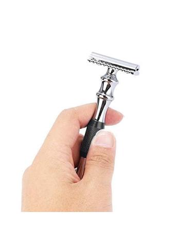 Classic Double Edge Metal Razor for Men - Black Shaving Razor for Beard Grooming | International Shipping Available - Buy Online on SooperMarket.com
