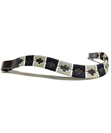 Equipride Argentina Polo Browband for Bridle Embroidered Gaucho Grey Brown Leather Full (16")