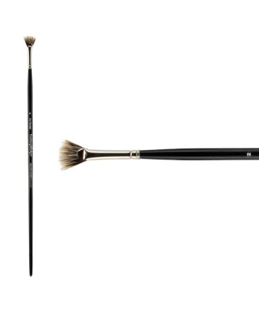 Creative Mark Artist Hamburg Premier Long Handle Paintbrush - Professional Quality Synthetic Blend Mongoose Hair Mimic - for Oil Paints  Acrylic  and Alkyds - Single  Size 2 Fan