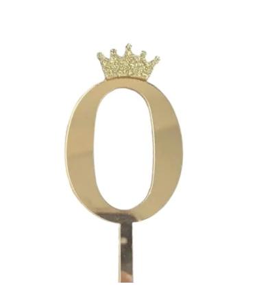 Gold Acrylic Number 0 Zero Birthday Cake Topper - Celebrate with Sparkling Elegance - Available in Gold or Silver