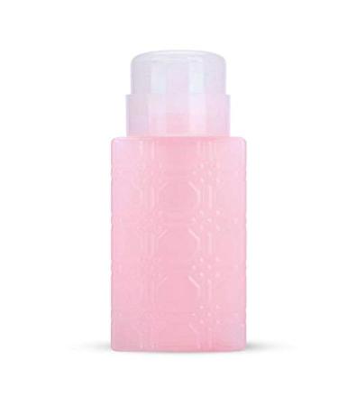 Nail Polish Remover Pump Dispenser 250ml Push Down Pump Dispenser Bottle Empty Bottle Nail Polish Remover Liquid Container for Makeup Remover Nail Art(Square pink)