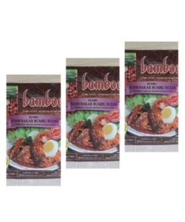 BAMBOE BUMBU INSTANT AYAM BAKAR BUMBU RUJAK/BAMBOE INDONESIAN INSTANT SPICES FOR INDONESIAN GRILLED CHICKEN IN RUJAK SAUCE (3X 46g)