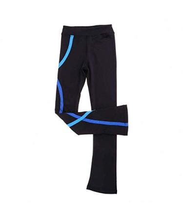 LIUHUO Girl's Skating Pants Figure Skating Training Pants Plus Velvet Skating Pants Blue 12-14 Years