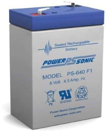 Power Sonic PS-640 Rechargeable Sealed Lead Acid Battery 6V 4.5AH for General Purpose Medical Emergency Lighting Fire and Security with F1 Terminals