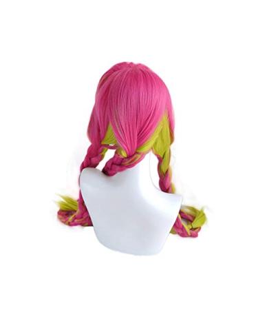 Demon Slayer Kanroji Mitsuri Cosplay Wig - Long Braids Heat-Resistant Synthetic Hair + Wig Cap - International Shipping Available - Buy Online on SooperMarket.com