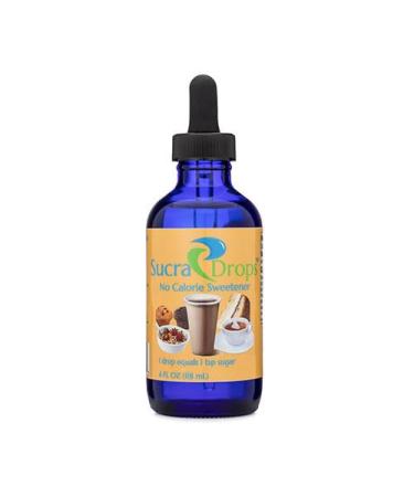 SucraDrops 4 oz Bottle of Premium Liquid Sucralose Sweetener 1,180 Servings x 2 drops per serving size totaling 2,360 drops