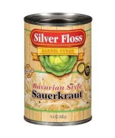Silver Floss Barrel Cured Sauerkraut 14.4oz Can (Pack of 6) (Choose Flavor Below) (Bavarian)