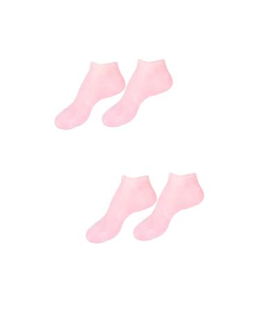minkissy 2 Pairs Sock Tableware Sucker Moisturizing Heel Sleeves Spa Silicone Gel Skin Protect Soles Exfoliating Essential Oil Moisturizing Cotton Moisture Cream Women's Sebs Pink Vitality
