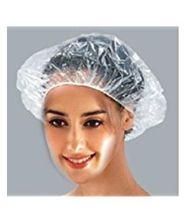 Disposable Shower Cap 100 Pcs Plastic Shower Caps Large Thick Elastic Bath Cap For Women Spa Home Use Hotel and Hair Salon 19.7 Inch