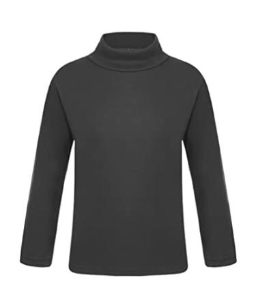 Yhong Kids Boys Girls Turtleneck Thermal Underwear Tops Basic Solid Color Long Sleeves Cotton T-Shirts Undershirts Black 9-10 Years