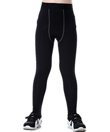 CVVTEE Boys Compression Pants Base Layers Soccer Hockey Tights Athletic Leggings Thermal for Kids Black 12