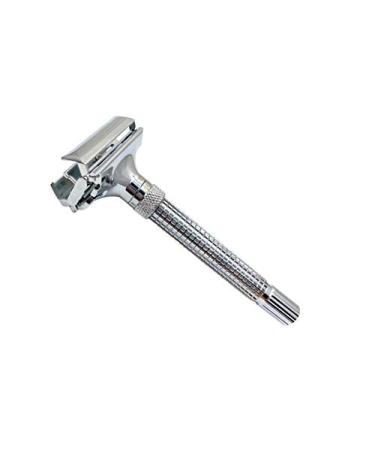 G.B.S Men s Classic Chrome Adjustable Butterfly Open Double Edge Safety Razor Smooth Shave with 20 Premium Sharp Blades