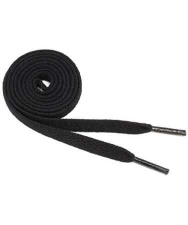 Flat Shoelaces 5/16" Wide Solid Color Strings for Athletic Sneakers Boots & Shoes - 27"-72" Length Shoe Laces 45" (114 cm) Black