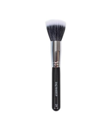 ZAQ Premium Duo Fiber Stippling Brush - The Ultimate Tool for Flawless Liquid Foundation Application Blending and Face Makeup Black