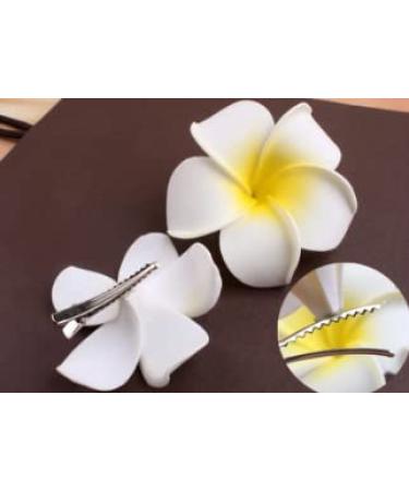 Hawaiian Flower Hair Clips Plumeria Hair Barrettes Clip for Women Girls White Floral Hairpins for Summer Beach Hair Accessories 3pcs