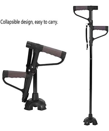Canes Walking Cane Retractable Collapsible Anti Slip Height Hand Walking Stick with LED Light Double T Handle Elderly Walking Cane for Old Man - Buy Online on SooperMarket.com
