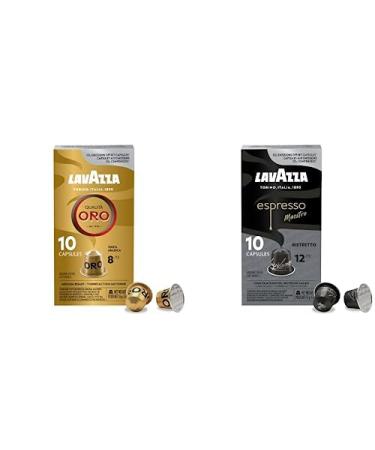 Lavazza Qualita Oro Medium Roast Coffee Capsules Compatible with Nespresso Original Machines 100% A with Espresso Maestro Ristretto Dark Roast Coffee Capsules Compatible