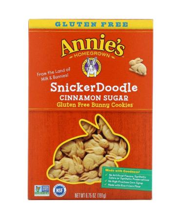Annie's Homegrown Gluten Free Bunny Cookies SnickerDoodle Cinnamon Sugar 6.75 oz (191 g)