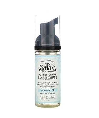 J R Watkins No-Rinse Foaming Hand Cleanser Unscented 1.6 fl oz (48 ml)