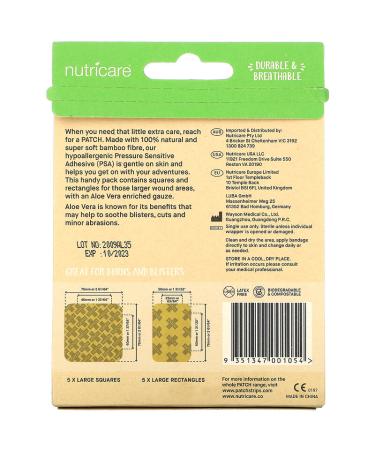 Large Bamboo Bandages with Aloe Vera - 10 Pack | Eco-Friendly & Hypoallergenic - Buy Online on SooperMarket.com