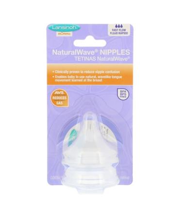 Lansinoh mOmma NaturalWave Nipples Fast Flow 2 Fast-Flow Nipples