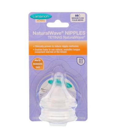 Lansinoh mOmma NaturalWave Nipples Medium Flow 2 Medium Flow Nipples