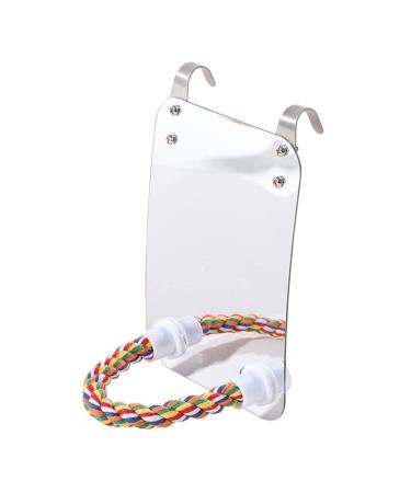 Bird Mirror Cotton Rope Standing Bar Birdcage Perches Mirror Cage Hanging Toy for Cage Cockatiels Finch Canaries