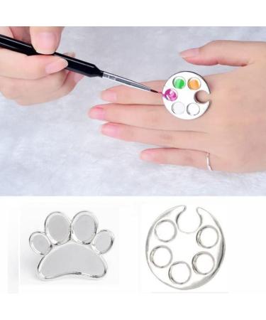 HLLMX 2 PCS Mini Manicure Palette Nail Art Tools (Silver) - Wearable Metal Holder for Gel Polish Mixing Tray - Buy Online on SooperMarket.com