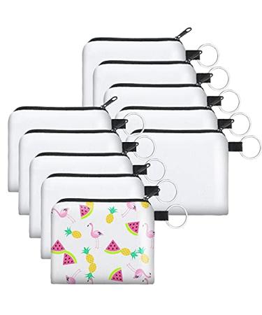Frienda 10 Pieces Sublimation Coin Purse DIY Blank Cosmetic Pouch Small Cute Coin Purse Heat Transfer Cosmetic Canvas Bag with Zipper for Ladies Kids 3.74 x 4.52 Inches