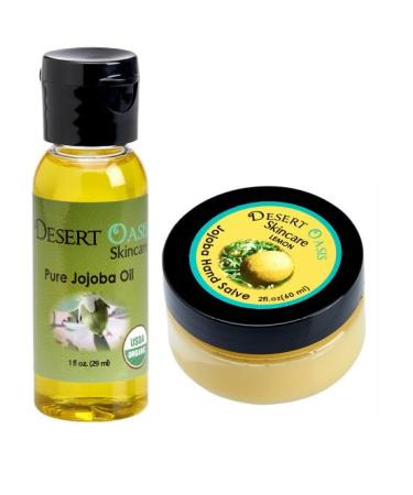 100% Pure Organic Jojoba Oil. Travel Size 1 oz plus Lemon Hand Salve with over 50% Jojoba Oil. 100% Natural (1 fl oz/29 ml)