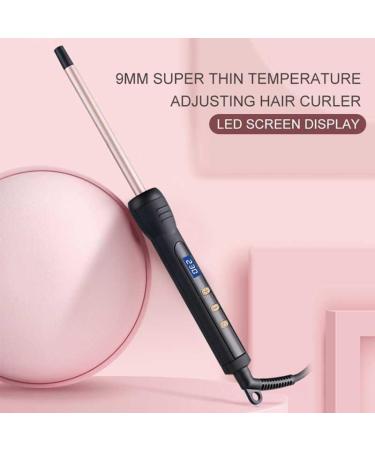 Curling Wand 9MM Thin Curling Iron Tight Curls LCD Display 100-230 C for All Hair Types Tourmaline Ceramic Barrel 30-Second Heat-Up Long&Short Hair Culer Pro Curling Tongs (Gold) - Buy Online on SooperMarket.com