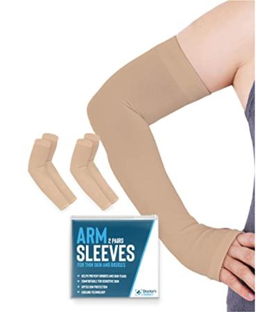 Doctor's Select Arm Protectors for Thin Skin and Bruising for Women and Men - 2 Pairs UPF 50 Sun Protection and Cooling Medium Beige