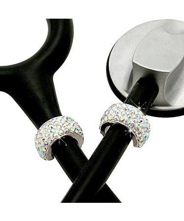Bling Stethoscope Charms 4 Pack: Name Tags & Crystal Charms for Nurses, RTs, Vets - Violet Kiss Crystal (Silver/Purple/AB/Pink) - Buy Online on SooperMarket.com