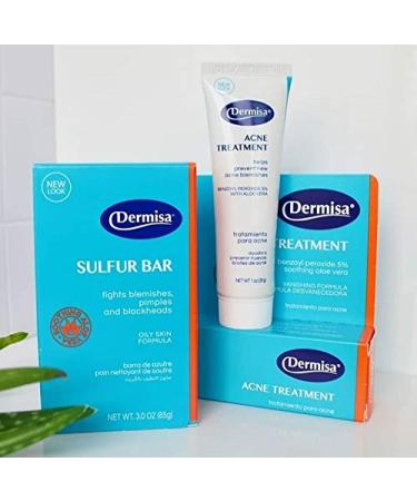 Dermisa Acne Treatment Kit - 5% Benzoyl Peroxide Cream & Sulfur Bar for Face and Body | Acne Spot Treatment for Blemish Prone Skin - Buy Online on SooperMarket.com