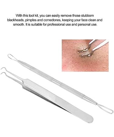 Blackhead & Pimple Removal Tool Stainless Steel Blackhead Removal Tool Kit Curved Tweezers+Looped Double-end Pimple Extractor - Buy Online on SooperMarket.com