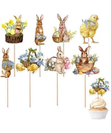 Easter Cake Toppers - 8PCS Easter Cupcake Toppers Decorations Easter Rabbit Cupcake Picks Easter Egg Cake Decoration Picks Happy Easter Cupcake Toppers Easter Party Decorations - Buy Online on SooperMarket.com