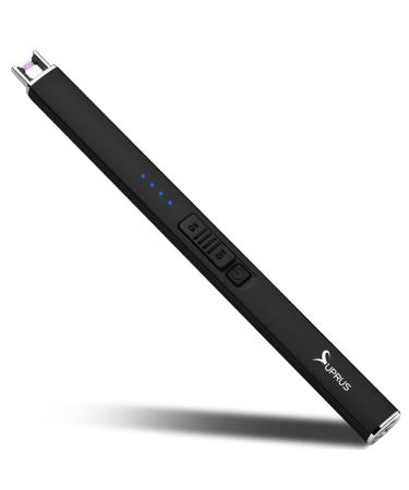 SUPRUS Electric Lighter Arc Windproof Flameless USB Lighter Rechargeable Lighter with Safety Lock for Candle BBQ Camping Black