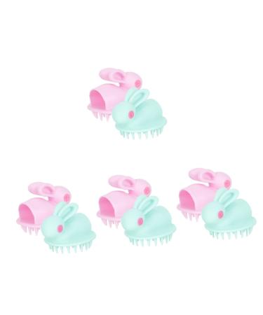 Kisangel 8 pcs Rabbit Head Scrubber Stimulation Massage Handle Hair Brushes Silicone Baby Scalp Adorable Supple Scrubbers Massager Shampoo with Brush for Cleaning As Shownx4pcs 6.7X6CMx4pcs