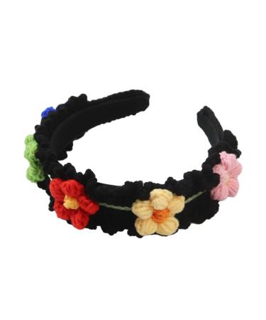JSGHGDF Elegant Wide Hair ands Photo ooth Props Wide Headband Flower Headpiece ohemia Headband for Music Festivals Black