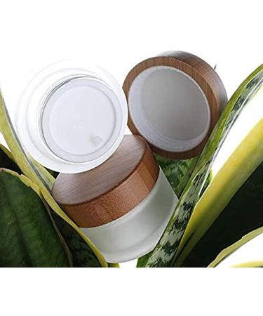 50g 50ml Frosted Glass Cream Jar Cosmetic Container with Inner Liners and Natural Bamboo lids Refillable Straight Sided Glass Cosmetic Jars Travel Toiletries Bottle Sample Jars for Lotion Cream - Buy Online on SooperMarket.com
