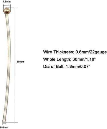 INSPIRELLE 100PCS Gold Plated Brass Ball Head Pins 22 Gauge Satin Pins - 30mm (1.2 Inch) Long for DIY Jewelry Making - Buy Online on SooperMarket.com