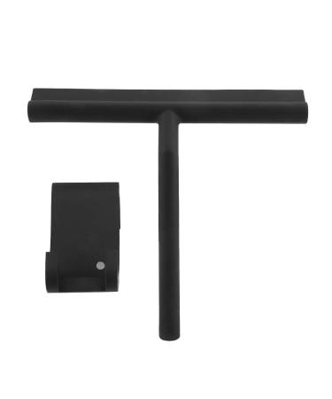 Black Stainless Steel Squeegee for Bathroom Kitchen Car Glass or Mirrors with Hooks Holder