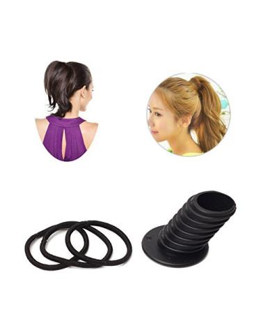 Yikimira Perfect Pony Tool - 2 Pack Black Ponytail Hair Elastics & Bun Styling Tool for DIY Hairstyles - Fast & Voluminous Hair Molding - Buy Online on SooperMarket.com