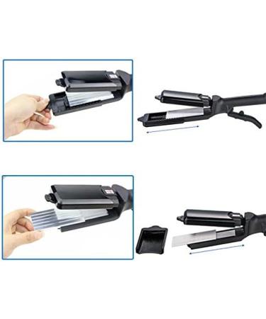 3 Plate Hair Crimper & Straightener - Titanium Flat Iron & Waver - Adjustable Temperature Curling Tool for Fluffy Waves - Buy Online on SooperMarket.com