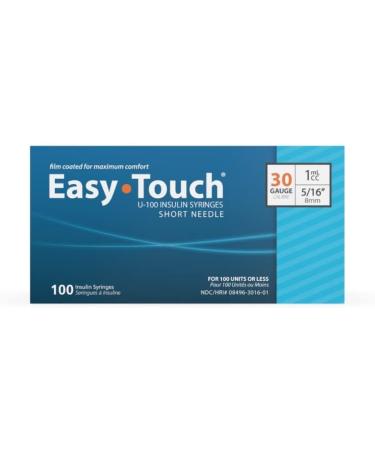 EasyTouch 30G 5/16 In. 1mL/CC Insulin Syringe 100 Pack - Buy Online on SooperMarket.com